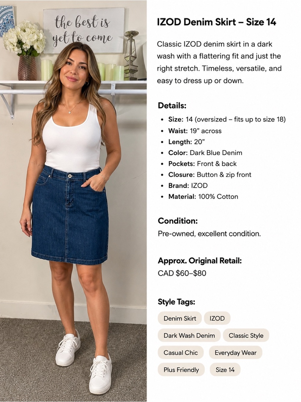 Izod Dark Blue Denim Mini Skirt